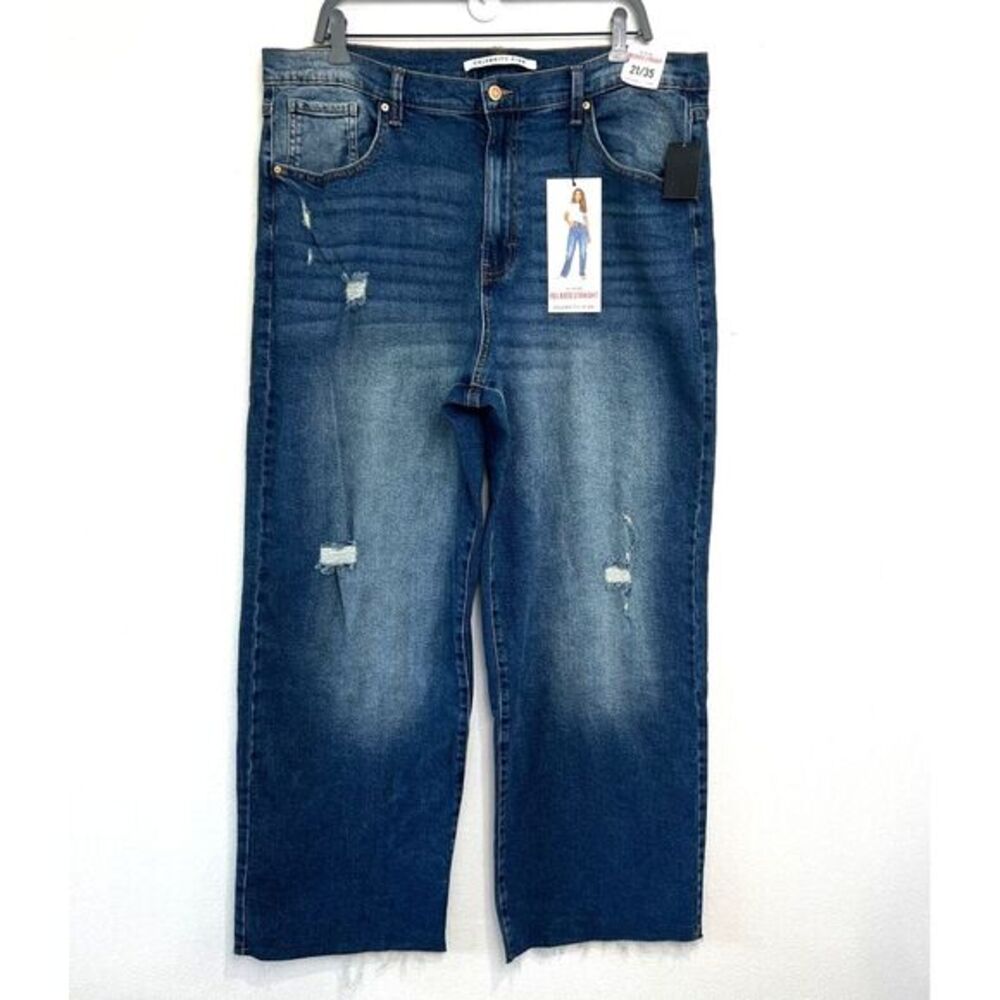 Celebrity Pink Jeans 21/35 Hi-Rise Relaxed Straight Raw‎ Hem Distressed Y2K 90s